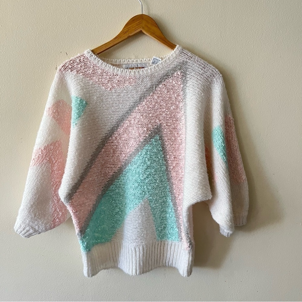 Vintage Just Cristina Three Quarter Knit Pastel Acrylic Sweater Women’s Medium